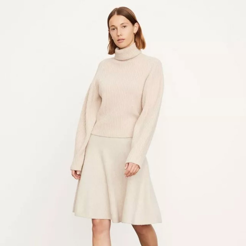 Vince 100% Cashmere Open Back Turtleneck Sweater Beige XL | Luxury Soft Knit - Picture 6 of 10